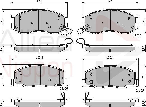 ALLIED NIPPON ADB3745 - Brake Pad Set, disc brake car-mod.net