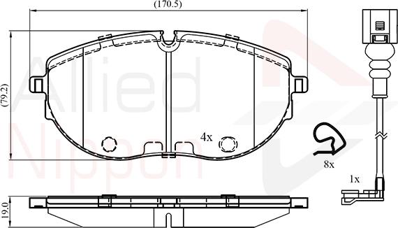 ALLIED NIPPON ADB23303 - Brake Pad Set, disc brake car-mod.net