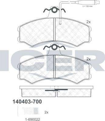 ANDEL 140403-700 - Brake Pad Set, disc brake car-mod.net