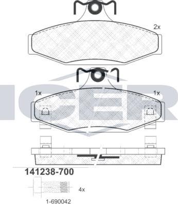 ANDEL 141238-700 - Brake Pad Set, disc brake car-mod.net