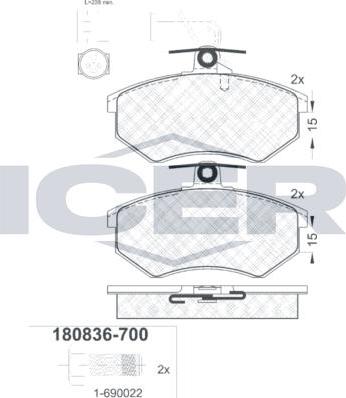 ANDEL 180836-700 - Brake Pad Set, disc brake car-mod.net