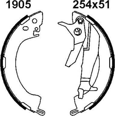 ANDEL A1905 - Drum Brake Shoe Set car-mod.net
