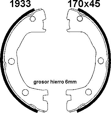 ANDEL A1933 - Brake Shoe Set, parking brake car-mod.net