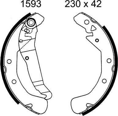 ANDEL A1593 - Drum Brake Shoe Set car-mod.net