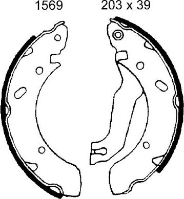 ANDEL A1569 - Drum Brake Shoe Set car-mod.net