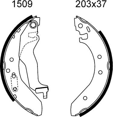 ANDEL A1509 - Drum Brake Shoe Set car-mod.net