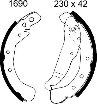 ANDEL A1690 - Drum Brake Shoe Set car-mod.net
