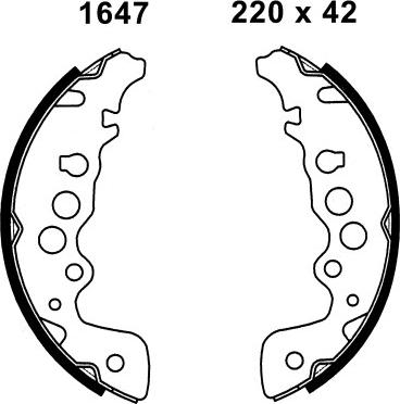 ANDEL A1647 - Drum Brake Shoe Set car-mod.net