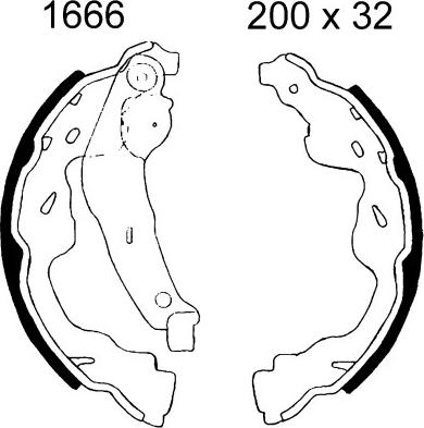 ANDEL A1666 - Drum Brake Shoe Set car-mod.net