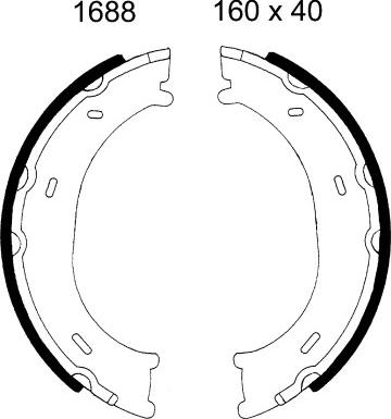 ANDEL A1688 - Brake Shoe Set, parking brake car-mod.net