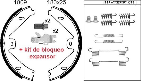 ANDEL A1809KC - Brake Shoe Set, parking brake car-mod.net
