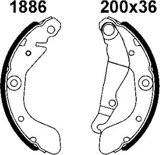 ANDEL A1886 - Drum Brake Shoe Set car-mod.net