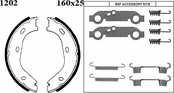 ANDEL A1202K - Brake Shoe Set, parking brake car-mod.net