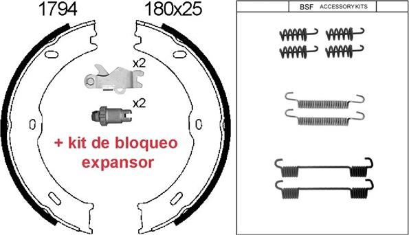 ANDEL A1794KC - Brake Shoe Set, parking brake car-mod.net