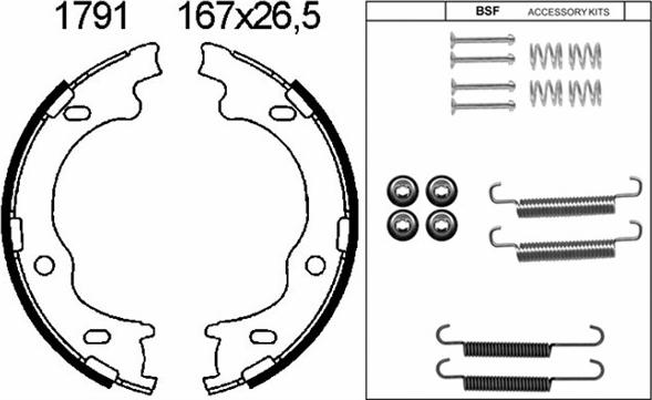 ANDEL A1791K - Brake Shoe Set, parking brake car-mod.net