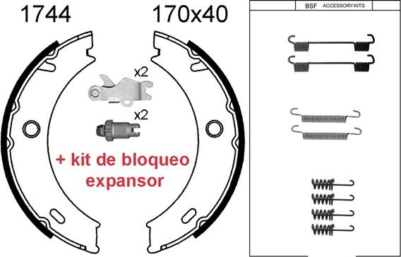 ANDEL A1744KC - Brake Shoe Set, parking brake car-mod.net