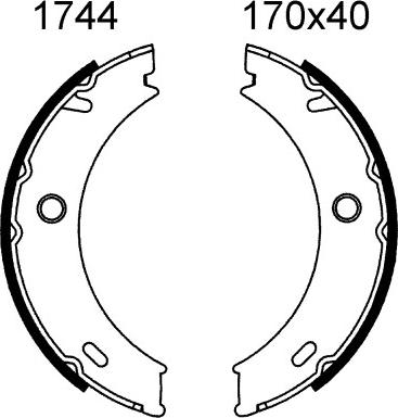 ANDEL A1744 - Brake Shoe Set, parking brake car-mod.net