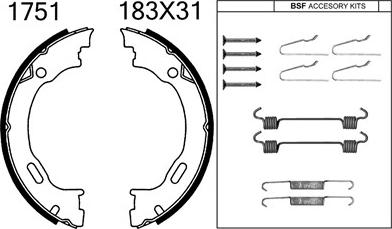 ANDEL A1751K - Brake Shoe Set, parking brake car-mod.net