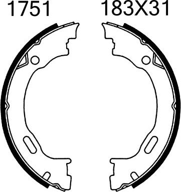 ANDEL A1751 - Brake Shoe Set, parking brake car-mod.net