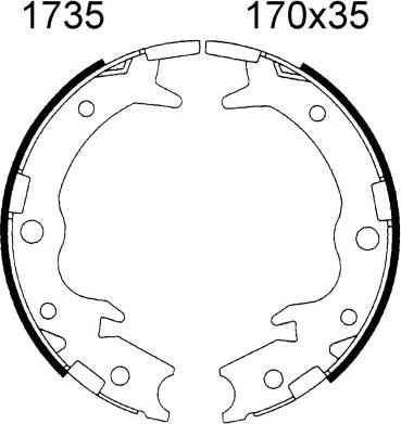 ANDEL A1735 - Brake Shoe Set, parking brake car-mod.net