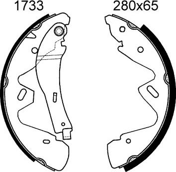 ANDEL A1733 - Drum Brake Shoe Set car-mod.net