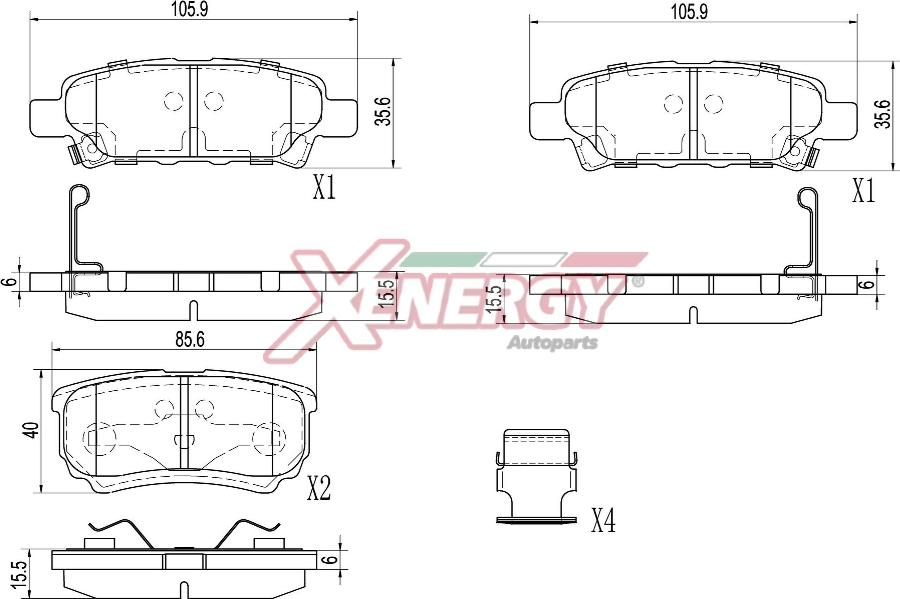 AP XENERGY X41501 - Brake Pad Set, disc brake car-mod.net