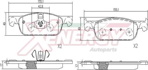 AP XENERGY X41290 - Brake Pad Set, disc brake car-mod.net