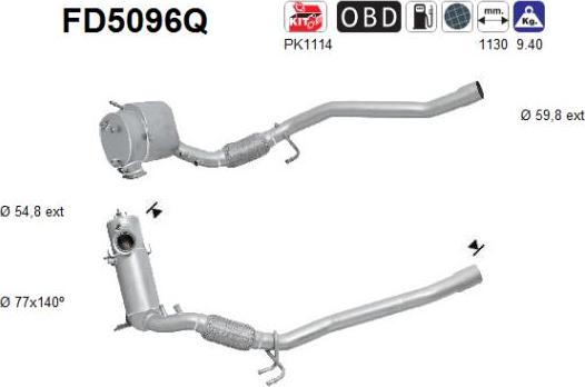 AS FD5096Q - Soot / Particulate Filter, exhaust system car-mod.net