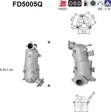 AS FD5005Q - Soot / Particulate Filter, exhaust system car-mod.net