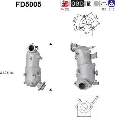 AS FD5005 - Soot / Particulate Filter, exhaust system car-mod.net