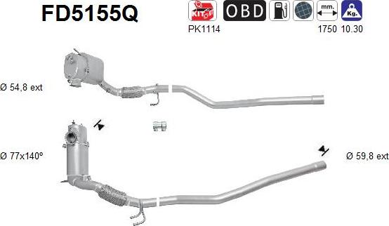 AS FD5155Q - Soot / Particulate Filter, exhaust system car-mod.net