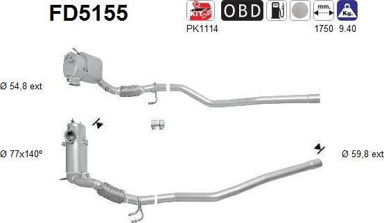 AS FD5155 - Soot / Particulate Filter, exhaust system car-mod.net