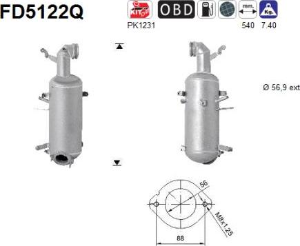 AS FD5122Q - Soot / Particulate Filter, exhaust system car-mod.net