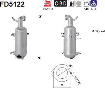 AS FD5122 - Soot / Particulate Filter, exhaust system car-mod.net