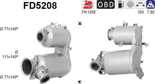AS FD5208 - Soot / Particulate Filter, exhaust system car-mod.net