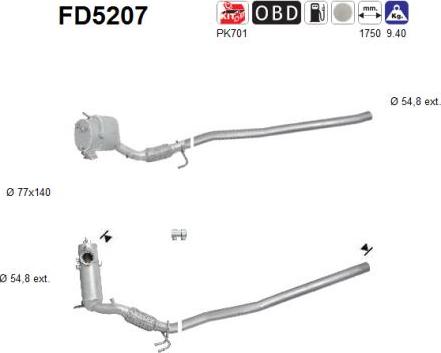 AS FD5207 - Soot / Particulate Filter, exhaust system car-mod.net