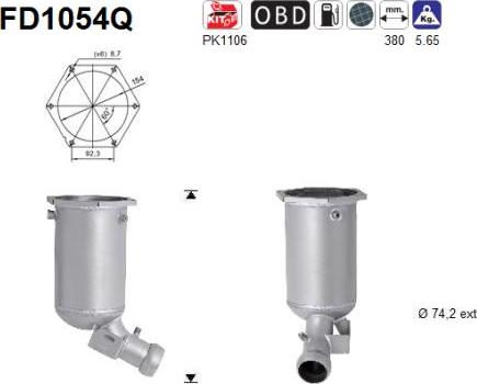 AS FD1054Q - Soot / Particulate Filter, exhaust system car-mod.net