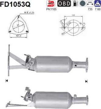 AS FD1053Q - Soot / Particulate Filter, exhaust system car-mod.net