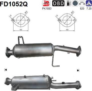 AS FD1052Q - Soot / Particulate Filter, exhaust system car-mod.net