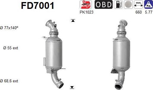 AS FD7001 - Soot / Particulate Filter, exhaust system car-mod.net