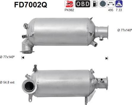 AS FD7002Q - Soot / Particulate Filter, exhaust system car-mod.net