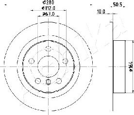 Ashika 61-00-0105 - Brake Disc car-mod.net