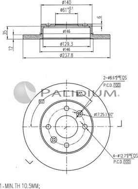 Ashuki P330-016 - Brake Disc car-mod.net