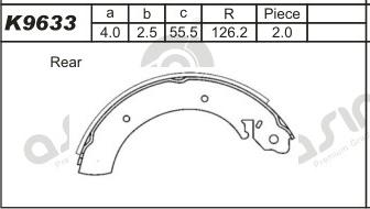 Asimco K9633 - Drum Brake Shoe Set car-mod.net