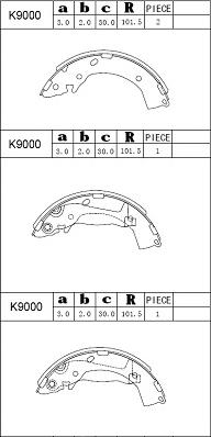 Asimco K9000 - Drum Brake Shoe Set car-mod.net