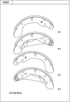 Asimco K9007 - Drum Brake Shoe Set car-mod.net