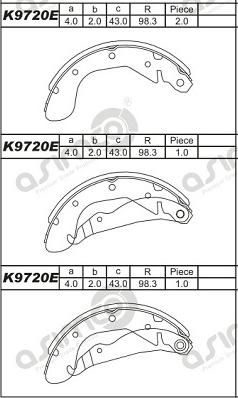 Asimco K9720E - Drum Brake Shoe Set car-mod.net