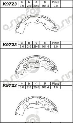 Asimco K9723 - Drum Brake Shoe Set car-mod.net