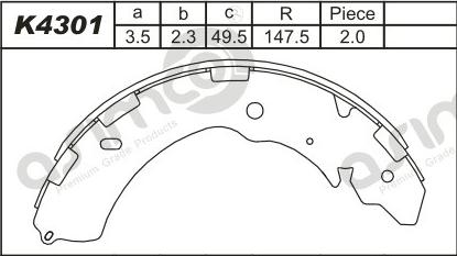 Asimco K4301 - Drum Brake Shoe Set car-mod.net