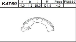 Asimco K4769 - Drum Brake Shoe Set car-mod.net
